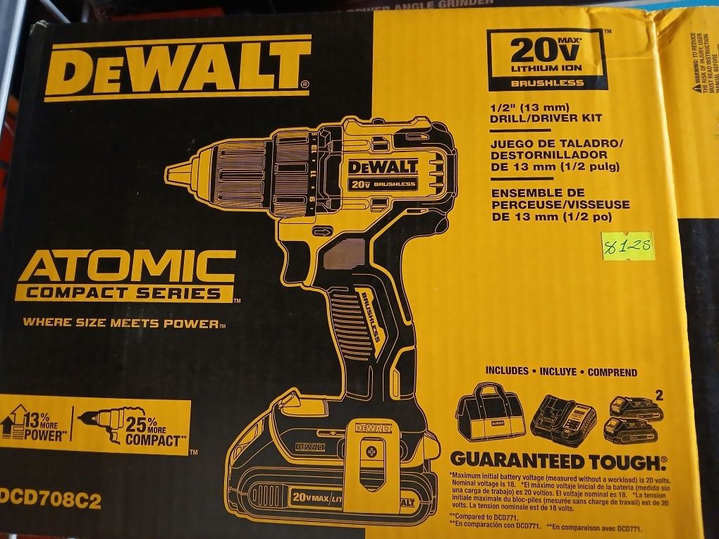 Dewalt New Kit Drill Driver Atomi. Brushless, Batteries And Charger