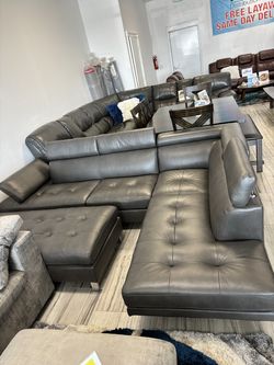 Winter clearance sale. Ibiza gray sectional with ottoman only $899. Easy finance option. Same-day delivery.