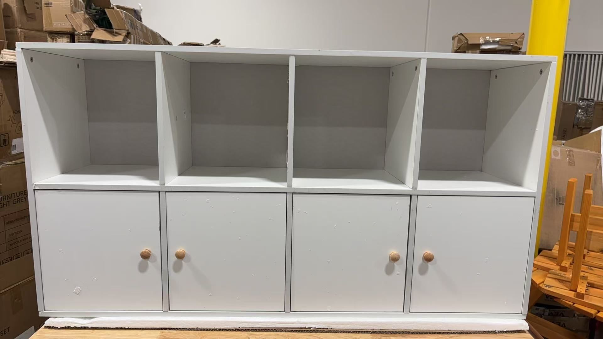 Minor Damage Assembled New 4 Cube Bookcase Wood Bookcase Wood Open Book Shelf Storage Organizer