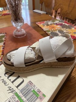 White Elastic Strap Espadrille Platform Sandals