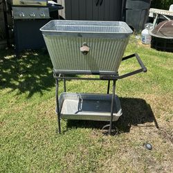 Small Metal Cooler Wrought Iron Cart