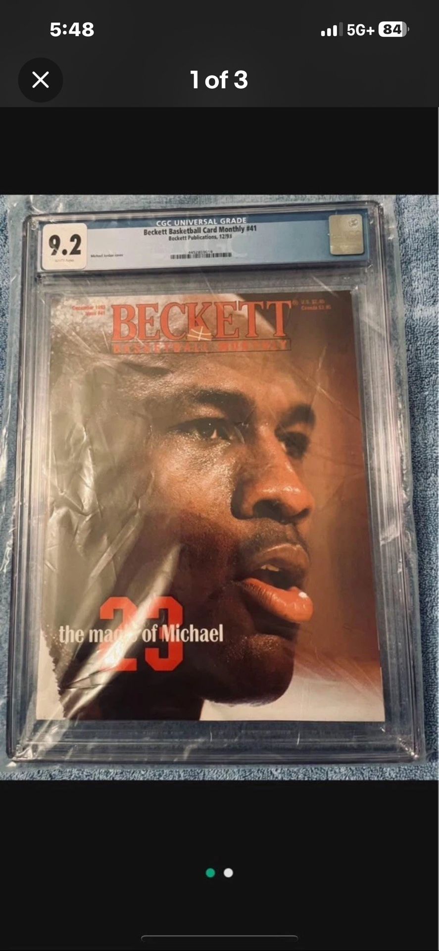 9.2 Graded Michael Jordan Beckett Magazine