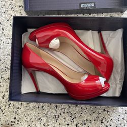 Prada Red Open Toe Heels