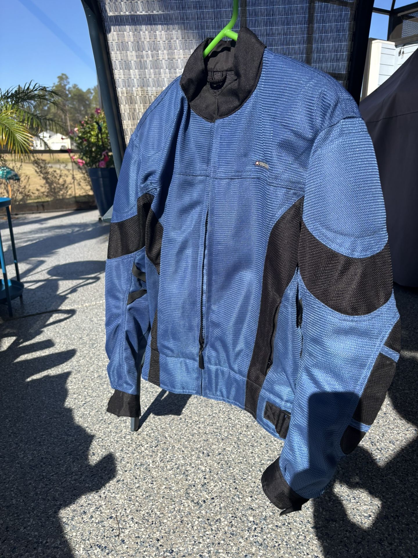 Men’s Motorcycle Jacket. Blue And Black Fabric