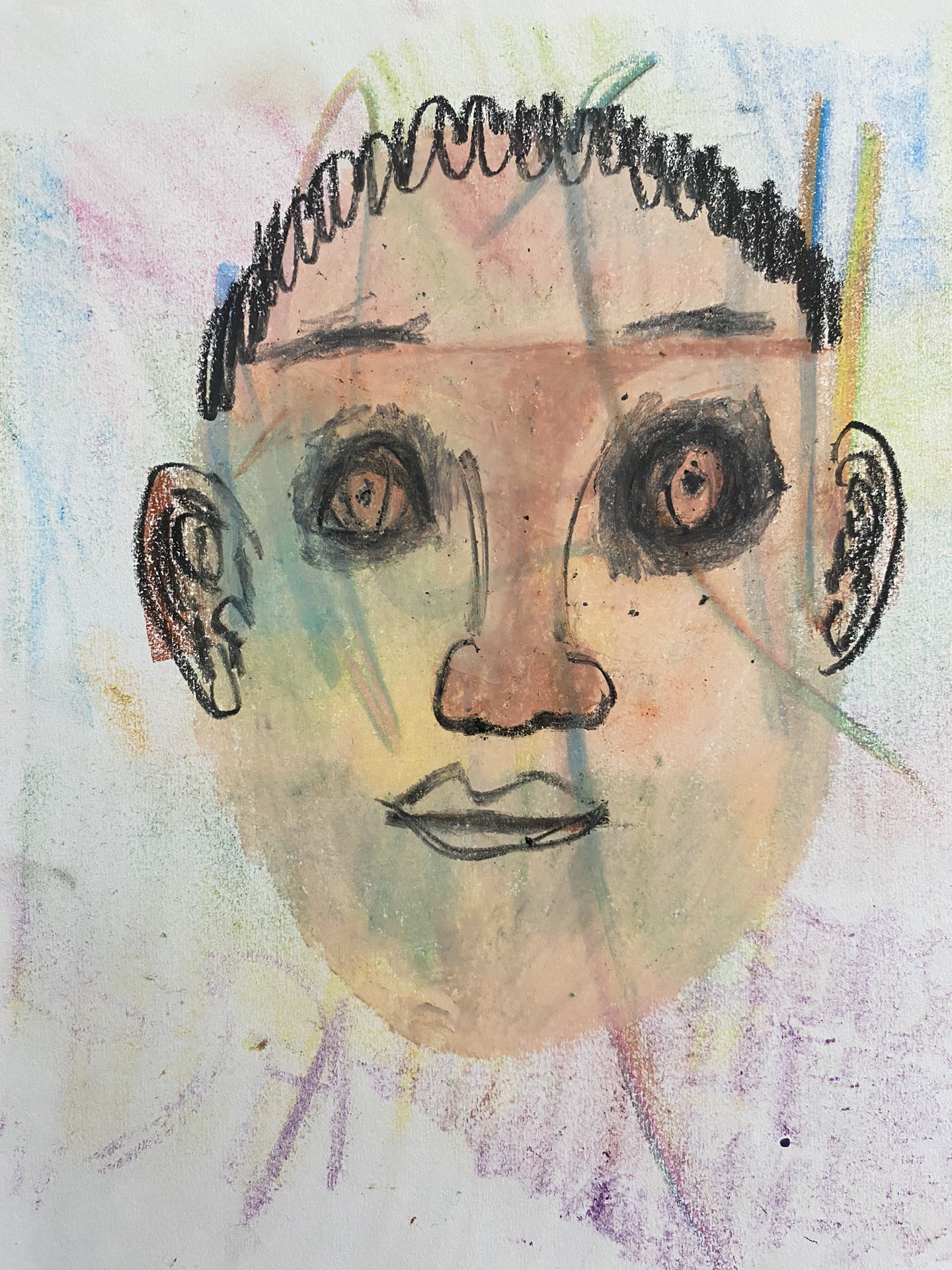 Oil Pastel Self Portraits By Artist Bryan Giovanni Hernandez Espinoza 