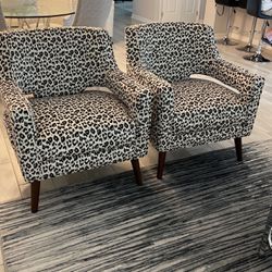 2 Accent Chairs Leopard 