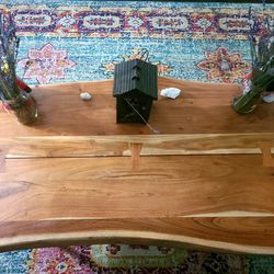 Heavy Wood Slab Industrial Coffee Table