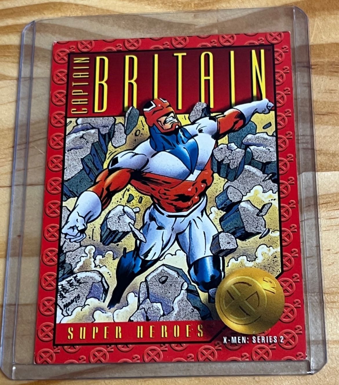 1993 SKYBOX MARVEL X-MEN CARD - XAVIER'S FILES - CAPTAIN BRITAIN #7