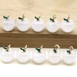 8pcs Apple Statue Pendant Natural Lapis Lazuli Stone Carved Jewelry