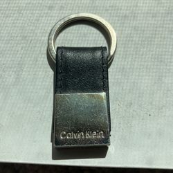 Calvin Klein Leather And Brushed Metal key Chain.