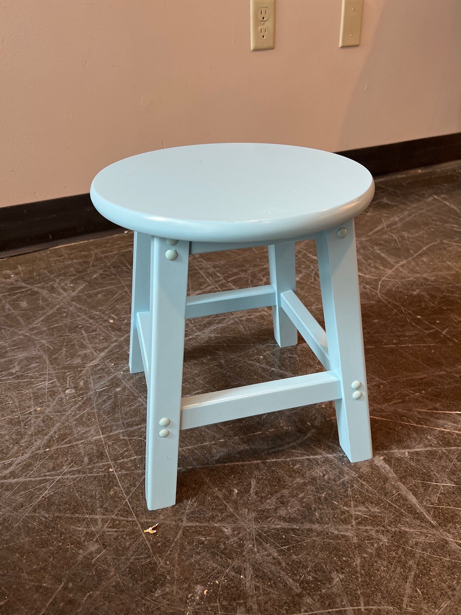 Pastel Blue Wood Accent Stool