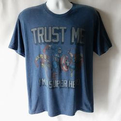 Marvel Comics I'm a superhero men's blue short-sleeve graphic t-shirt size L 