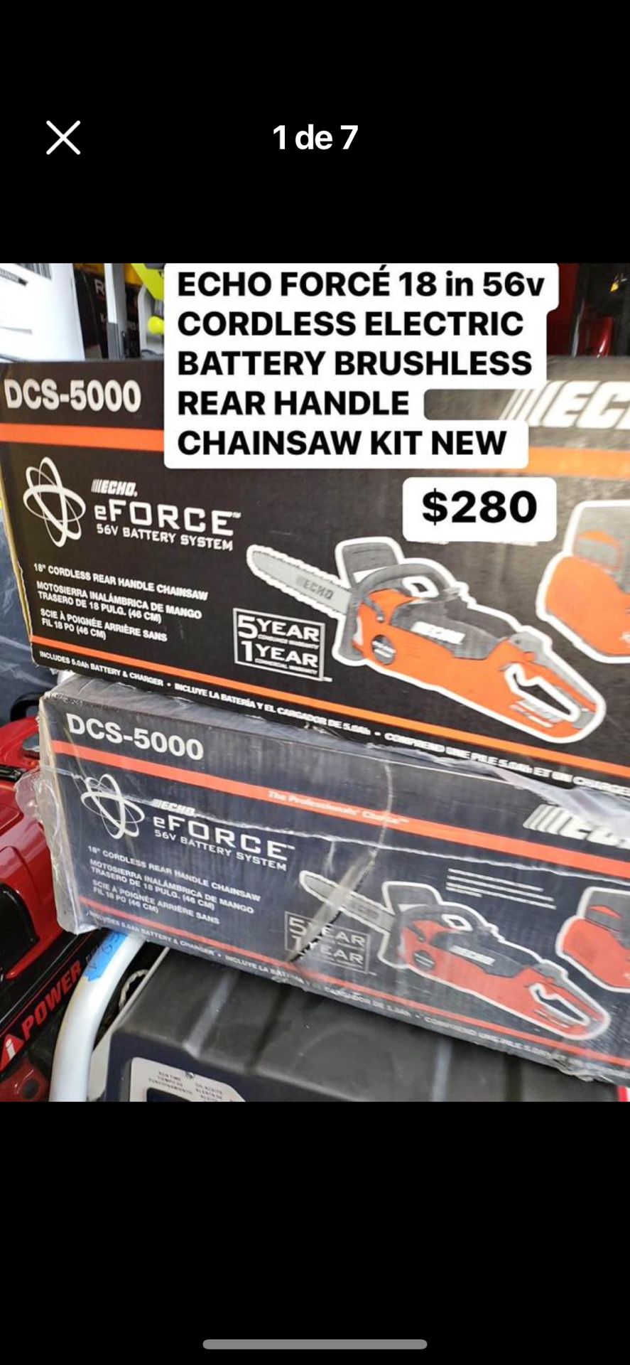 ECHO FORCE 18 in 56v CORDLESS ELECTRIC BATTERY BRUSHLESS REAR HANDLE CHAINSAW KIT NEW