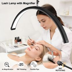 AURELLE 28” Half Moon Lash Light - Lash Lamp with 4X Magnifier & Phone Holder