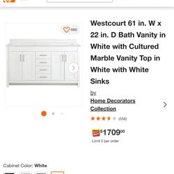 White Vanity WT60-WT60-WH 