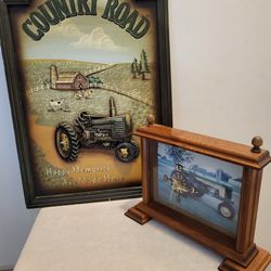 John Deere Clock &Country Roads Farm Pic