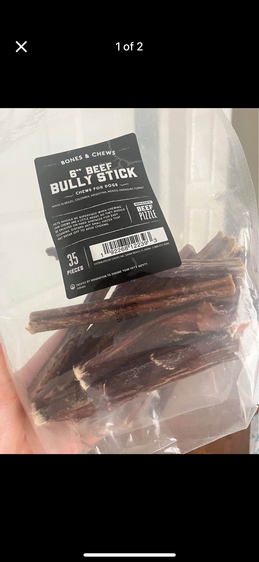 Dog Beef Bully Stick 6”