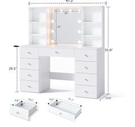 White 9 drawer vanity