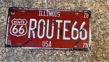 Route 66 Illinois Decorative Metal License Plate