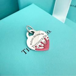 Tiffany & Co. Return To Tiffany Pink Splash Tag Heart Charm /pendant