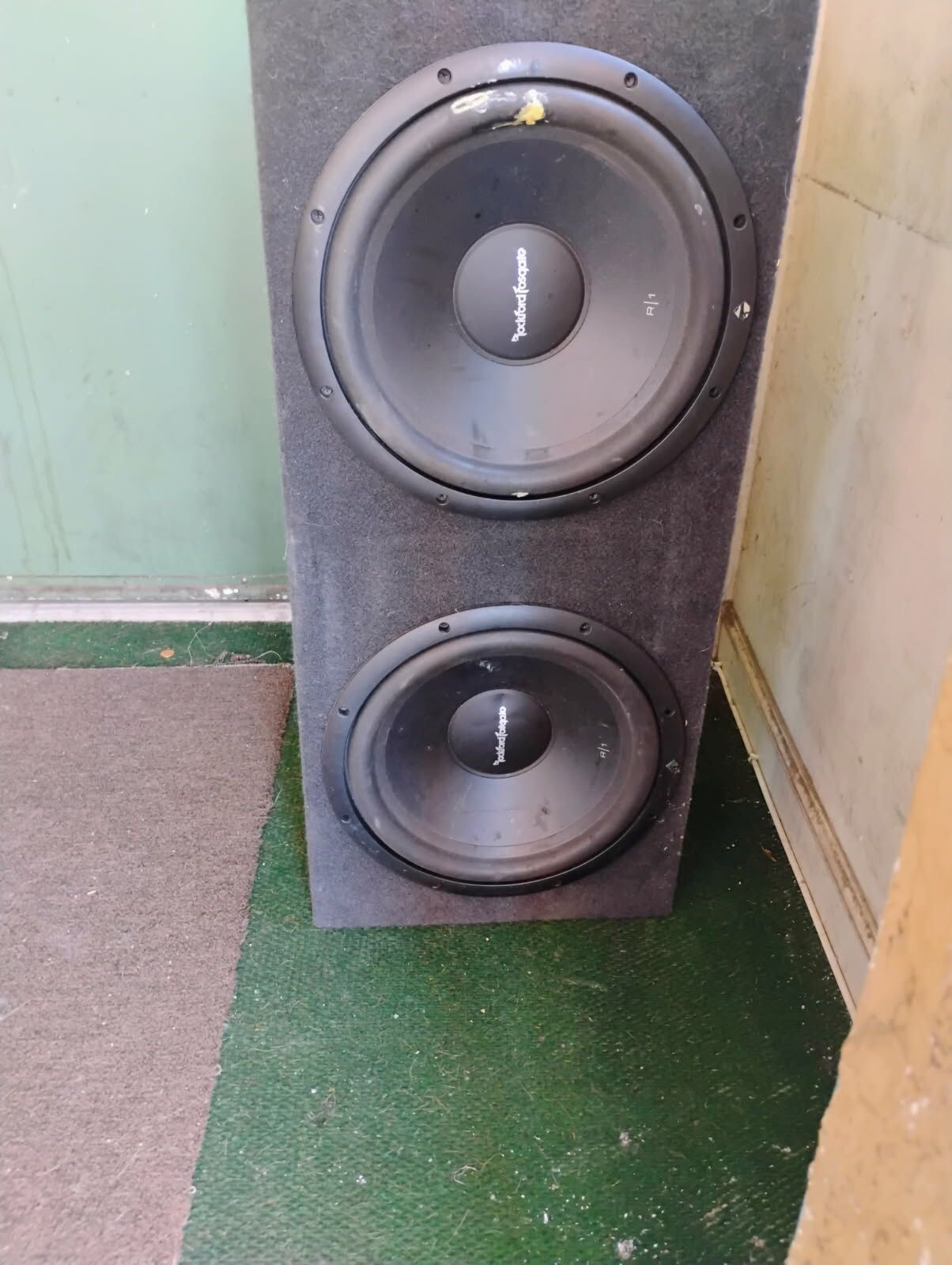 Two 12’ Rockford Speakers An Box