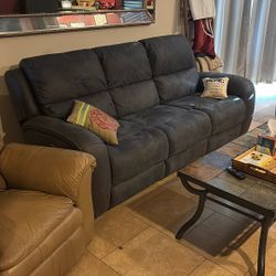 Blue Reclining Couch & Love Seat