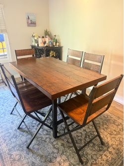 Rustic dining set 6 chairs