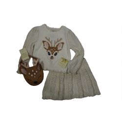 NWT Toddler Girls 2T CYNTHIA ROWLEY 3pc REINDEER Set with Purse