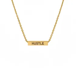 Gold plated chain block necklace