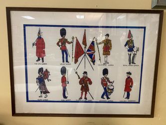 Painting of British Guardsmen on Linen Tea Towel