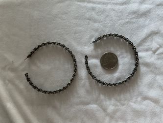 Extra Large Black Metal Hoop Earrings 