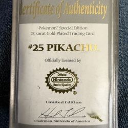23k Gold Plated Pikachu 1999