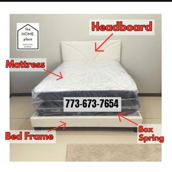 Comfy Elegant Brand New Queen Bed Frame With Mattress & Boxspring For Only $349 🚨 Ready For Delivery Today 🚛