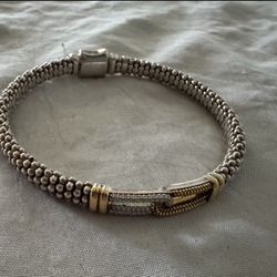 18k Yellow Gold And Sterling Caviar Lux Diamond Loop Bracelet