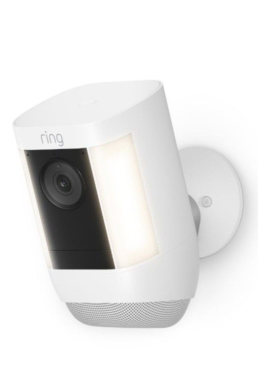 Ring Spotlight Cam Pro PLUS AN EXTRA BATTERY | 3D Motion Detection, Two-Way Talk with Audio+, and Dual-Band Wifi - White
