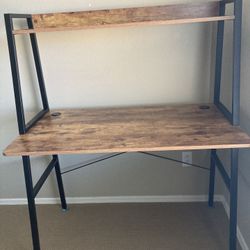 It's_Organized Computer Ladder Desk with Shelves, Rustic Brown 43 Inch