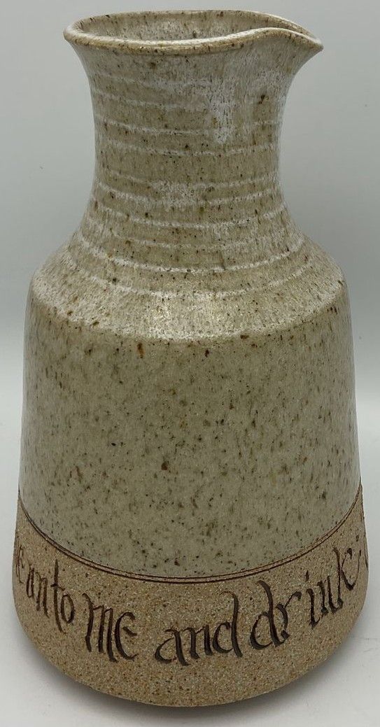 Kelly McCarty Scripture Inscribed Stoneware Pitcher