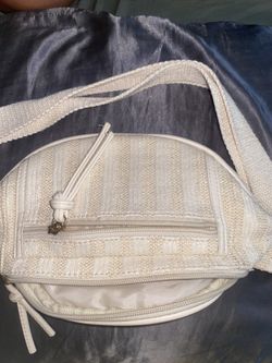 Beige Straw Fanny Pack