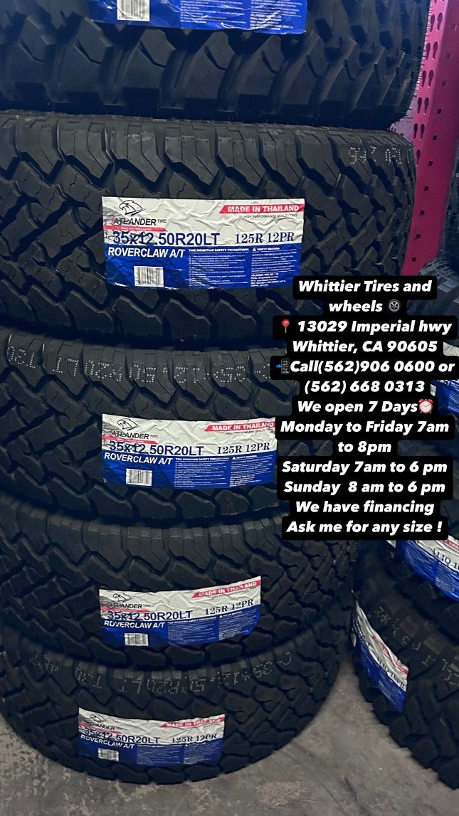 35X12.50R20 ATLANDER AT SET OF FOUR NEW TIRES, INCLUDING MOUNTING AND BALANCING. ASK ME FOR ANY SIZE OR BRAND,