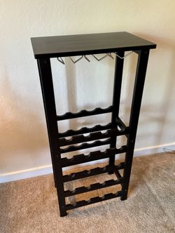 Bamboo Wine Rack with Glass Holder and Table Top