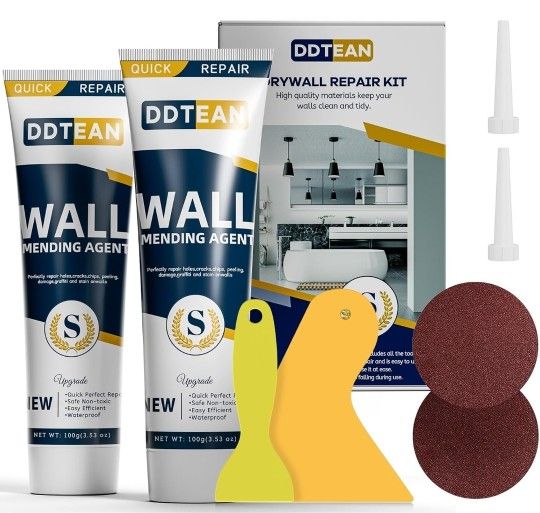DDTEAN Drywall Repair Kit,2 Pack Wall Mending Agent,Wall Spackle with Scraper, Wall Surface Hole Fill Quick and Easy Solution, white