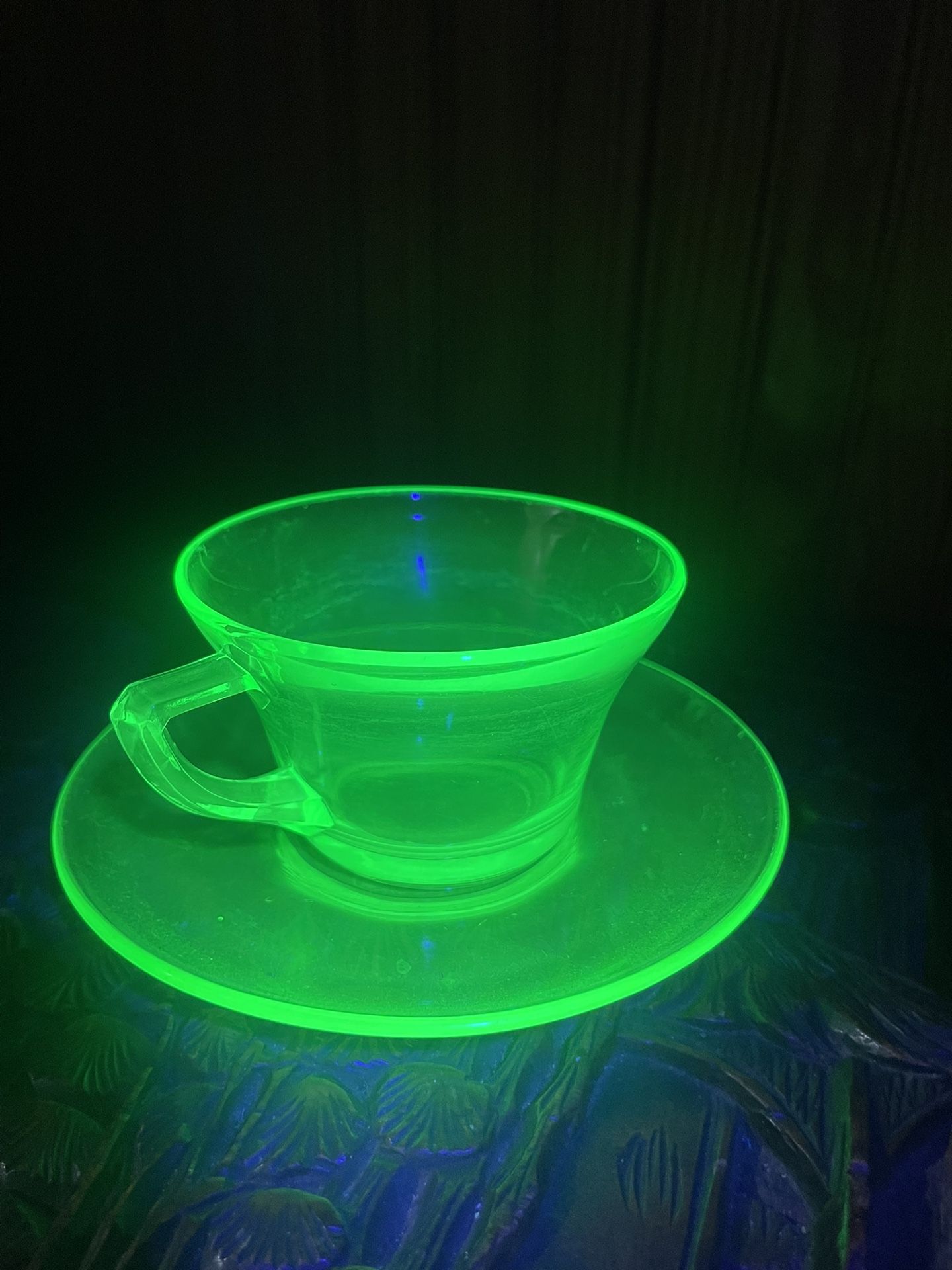 Uranium Glass Cup And Saucer