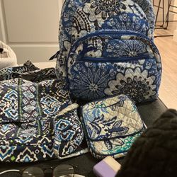 Three Vera Bradley, Backpack, Shoulder Bed And Cross Body