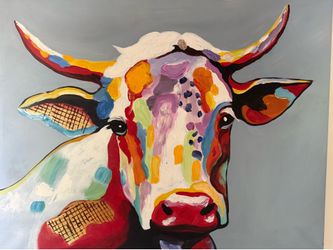 Beautiful colorful abstract cow painting