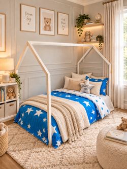 New White House Shape Twin Size Floor Bed With Mattress