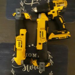 2 DEWALT RIGHT ANGLE DRILLS AND 1/2  BRUSHLESS CORDLESS DRILL 
