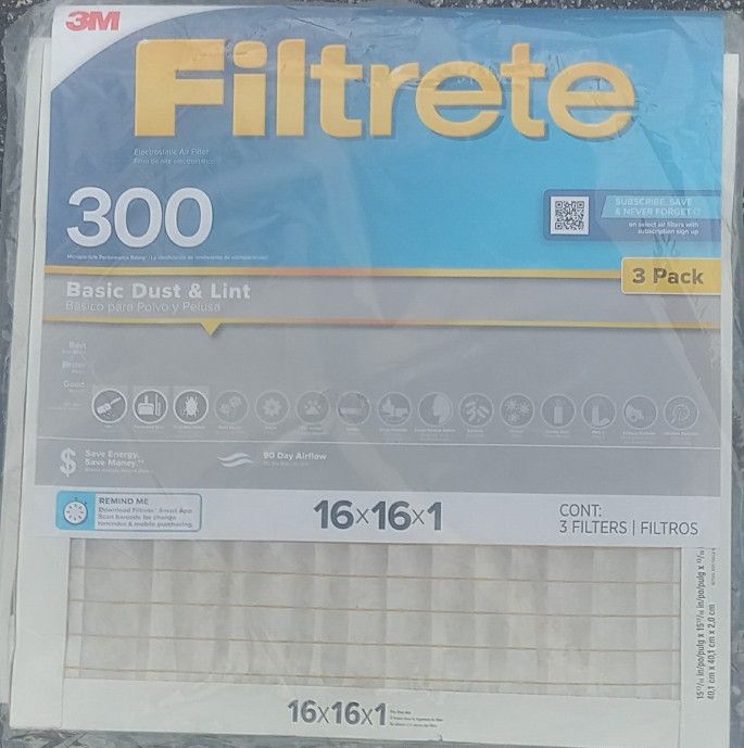 3M filtrete 300 16×16×1  3 Packs