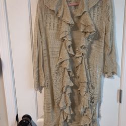 Women’s Ralph Lauren Beige Ruffled Cut Cardigan 