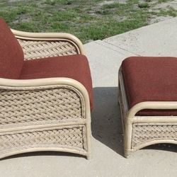 Rattan Chair And Ottoman 