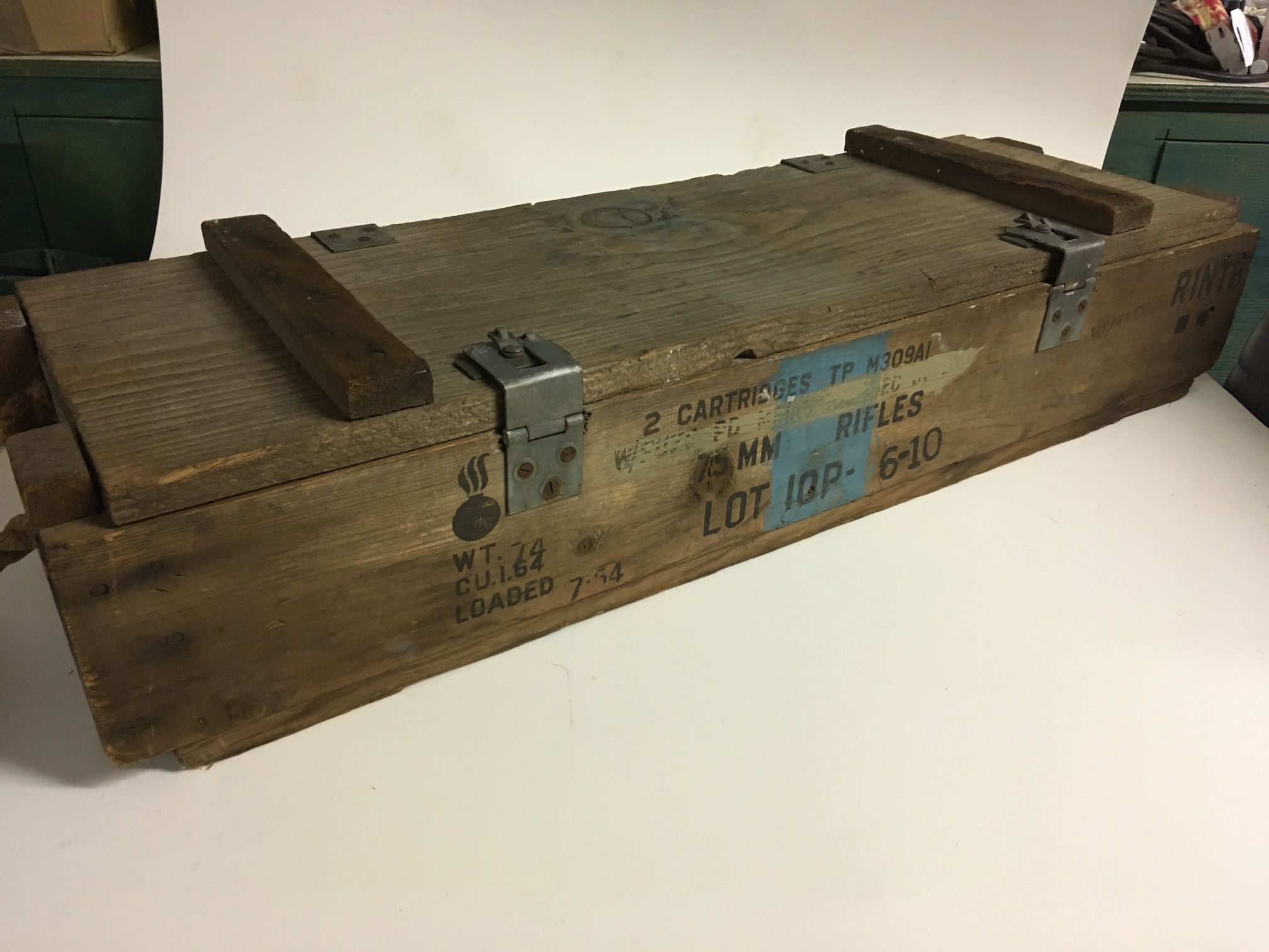Vintage wooden military ammo box